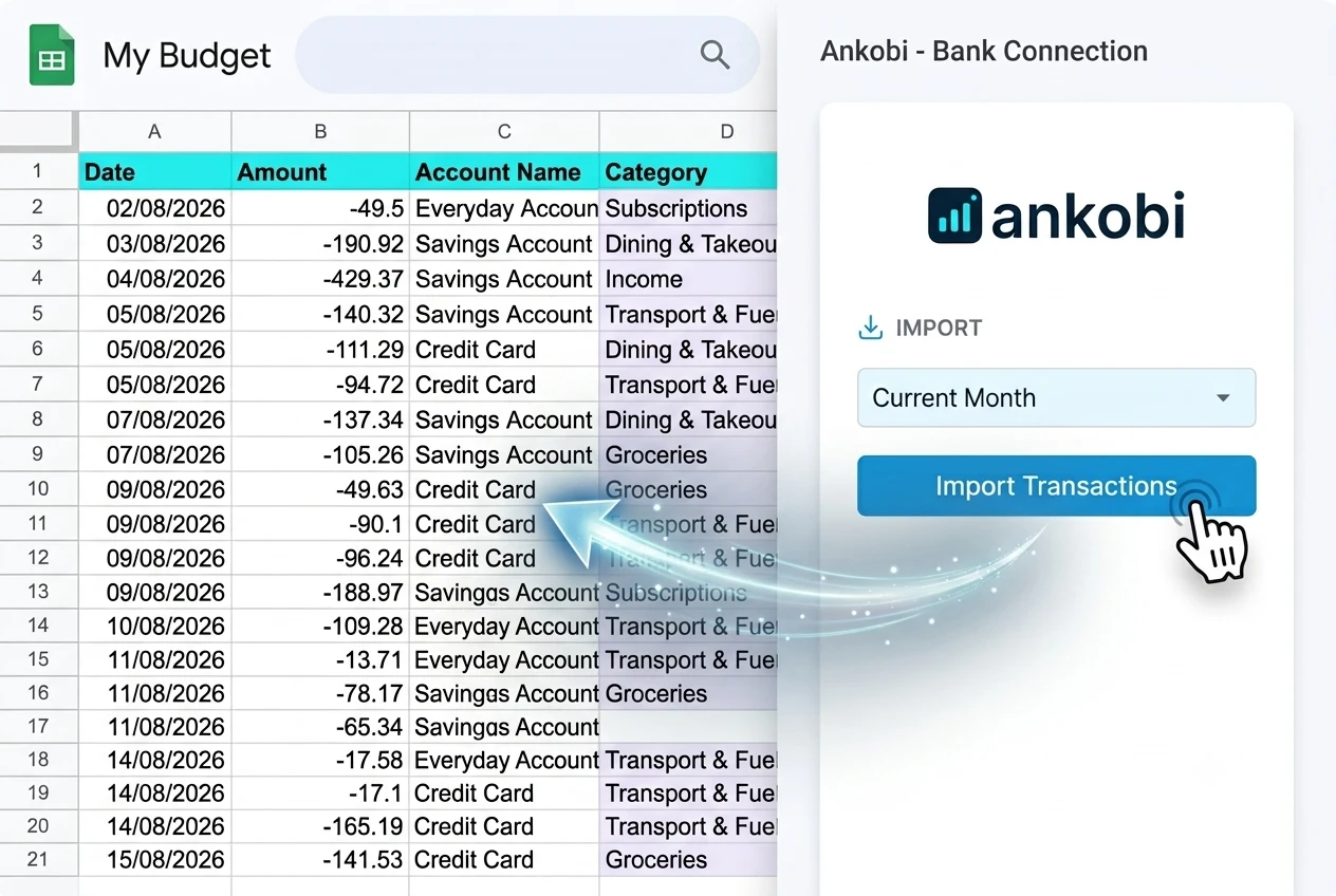 Google Sheets with imported bank transactions